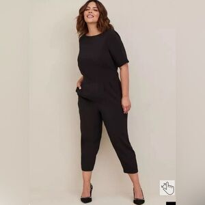 Torrid Black Studio Refined Crepe Boat Neck Jumpsuit 30